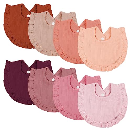 Omisy 8 Pack Baby Bibs, Drooling Toddler Cotton Snap Bibs for 2-36 Months Baby Girls and Boys, Absorbent Teething Bibs