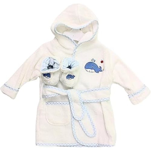 Spasilk Hooded Bathrobe with Ears for Newborns, 1 3D Soft Cotton Terry Bathrobe, Baby Essentials, Baby Shower Gifts, One Size