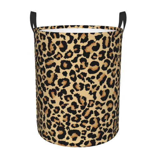 Daiia leopard Print Laundry Hamper With Handles Large Storage Basket/Toy Organizer/Dirty Clothes Collapsible Waterproof For College Dorms, Bedroom,Bathroom