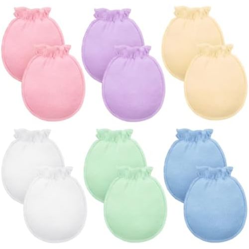 Syhood 6 Pairs Baby Mittens Newborn Infant No Scratch Cotton