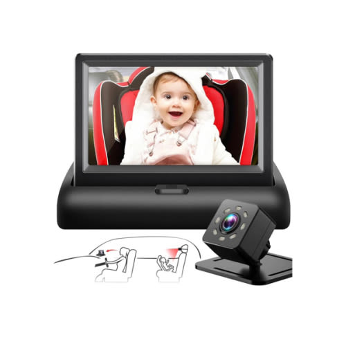 Baby Car Mirror with 4.3'' HD Night Vision Function Display, Safety Car Seat Camera with Wide Crystal Clear View, Easily Observe The Baby’s Move(Not USB)