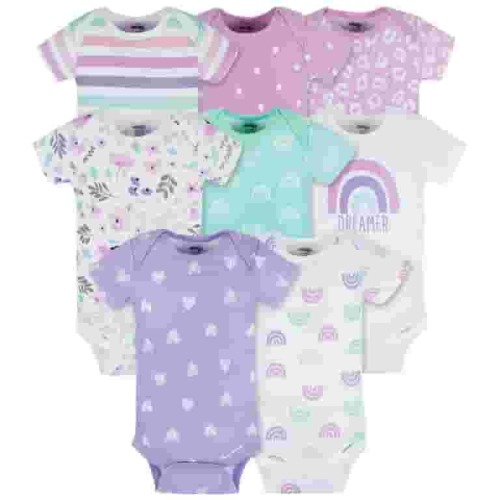 Onesies Brand Baby Girl Short Sleeve Bodysuits, 8-Pack, Sizes Newborn-12 Months