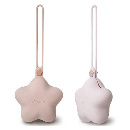 Moonkie Silicone Pacifier Holder Case, Cute Portable Pacifier Storage Case, 2 Pack