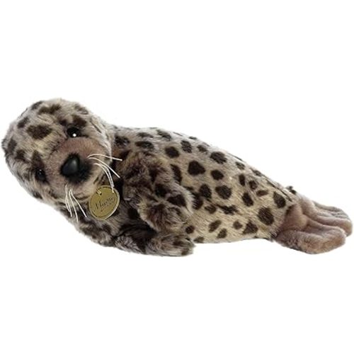 Aurora® Realistic Miyoni® Harbor Seal Stuffed Animal - Lifelike Detail - Cherished Companionship - Brown 11 Inches