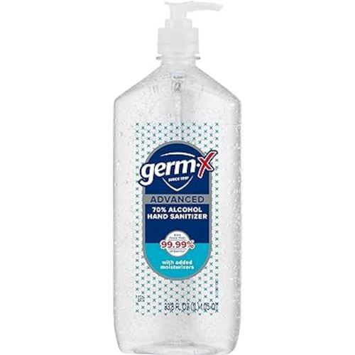 Germ-X Advanced Hand Sanitizer, Non-Drying Moisturizing Clear Gel, Instant and No Rinse Formula, Large Family Size Pump Bottle, 34 Fl Oz (1 Liter)
