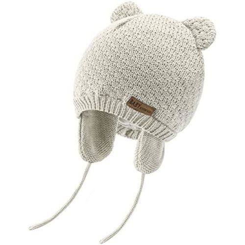 BAVST Baby Beanie Hat for Winter with Earfalp Cute Bear Kids Toddler Girls Boys Warm Knit Cap 0-2Years