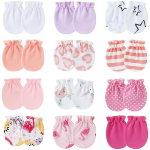 Newborn Baby Infant Toddler Mittens No Scratch Cotton Elastic Wrist Gloves for 0-6 Months Boys Girls