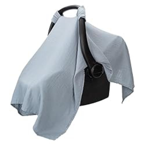 Muslin Cotton Baby Car Seat Cover, Universal Fit Carseat Canopy Covers for Babies, Girls and Boys by Comfy Cubs (Pacific Blue) : Baby