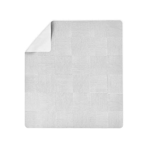 Lalo Splat Mat - Double-Sided Vegan Leather Wipeable Baby High Chair Mat, Modern Design - Perfect for Mealtime & Playtime, Easy to Clean - 47 x 47 Inches, Wickerwork Grey