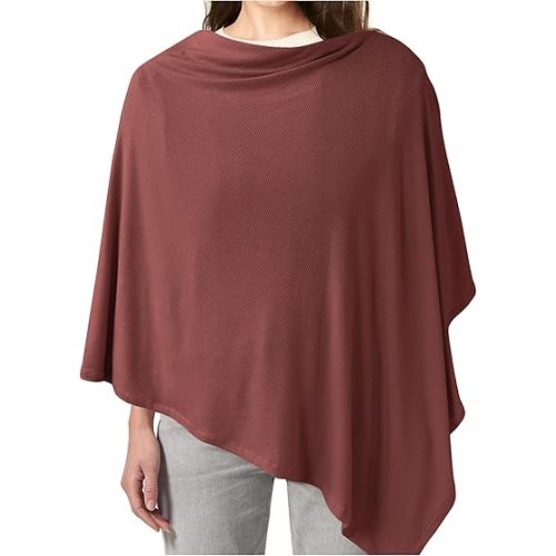 Konssy Knit Nursing Cover for Breastfeeding, 360° Full Privacy Breathable Breastfeeding Cover, Multi-use Carseat Canopy(Chestnut)