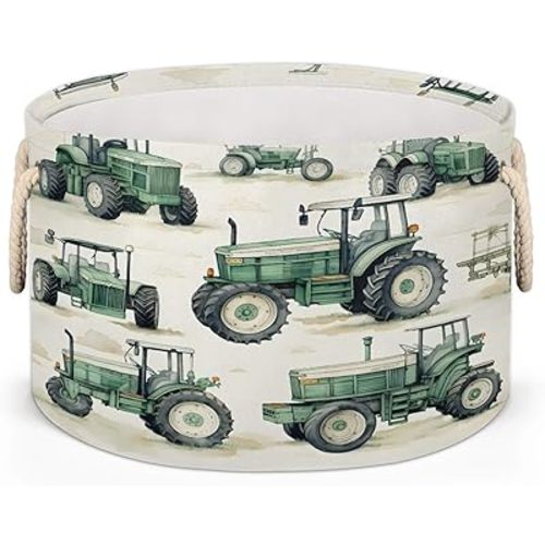 Tractor Truck Storage Basket Collapsible Storage Bins with Handle Organizer Clothes Laundry Hamper Kids Toys Blanket Baby Nursery Gift Basket for Bathroom Bedroom Decor