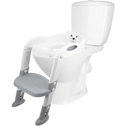 Lulyboo Bear Potty Training Seat with Step Stool & Ladder for Toddlers - Ergonomic, Non-Slip, Splash Guard, Safe & Comfortable Potty Training Solution for Girls & Boys, Easy to Clean