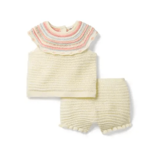 Newborn Cream Baby Crochet Collar Set by Janie and Jack