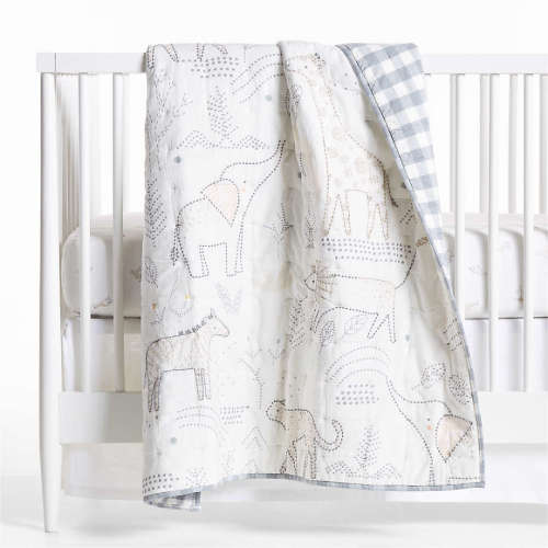 Safari Friends Gauze Organic Cotton Baby Crib Quilt