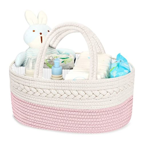 Amazon.com : Maliton Diaper Caddy for Baby Girl-Cotton Rope Diaper Caddy, Diaper Organizer for Changing Table, Portable Baby Basket for Storage Baby Stuff, Newborn Registry Must Have Items : Baby