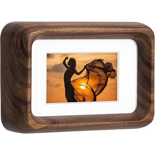 54×86mm Small Photo Frames for Instax Mini Instant Camera Film, with Mat Dispaly Area 50x30mm, Tabletop Wooden Picture Frame, Made of Walnut Wood