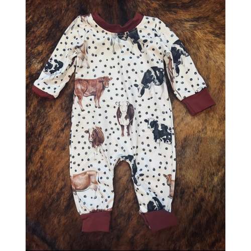 Dotted cow baby onesie romper (sale)