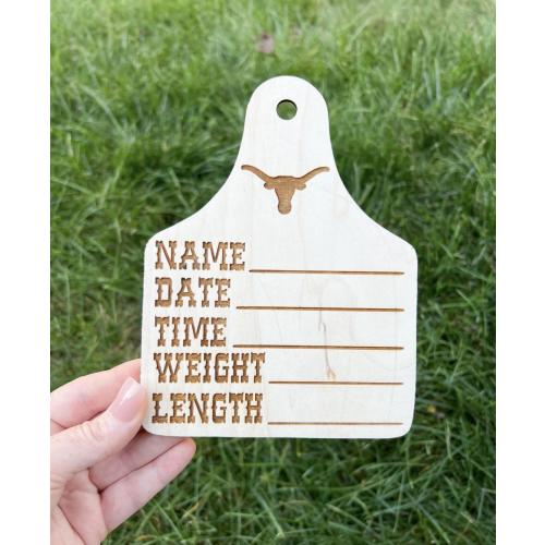 cow tag birth announcement sign, newborn name sign, ear tag name sign, hospital name sign, wooden name sign, western baby announcement