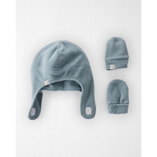 Winter Blue Baby 2-Pack Recycled Fleece Hat and Mittens Set | carters.com