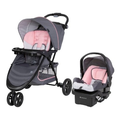 Baby Trend EZ Ride Travel System with EZ-Lift Infant Car Seat - Dash Pink: Canopy, Snack Tray, 5-Point Harness, EVA Tires