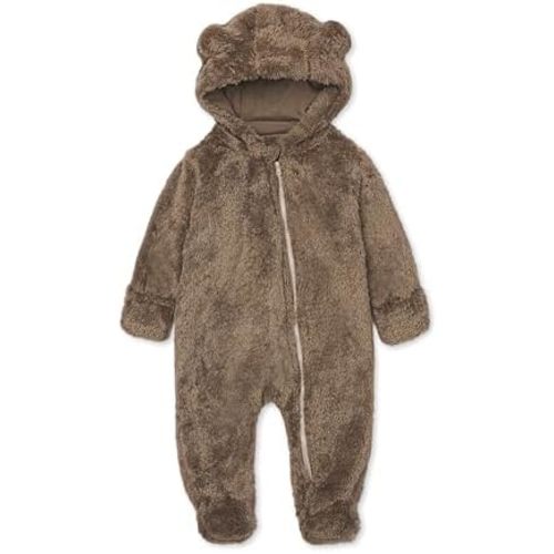 Baby Plush Long Sleeve Polar Fleece Jumpsuit With Bear Ears Baby Fleece Hooded Jumpsuit Infant Winter Outfit