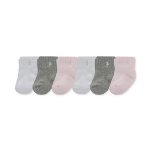 Baby Girl Sport Quarter Socks, 6-Pack 0-6 Months