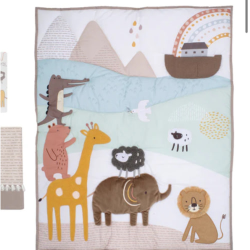 Baby Noah 3-Piece Animals/Ark Baby Crib Bedding Set - Blue/Brown – Lambs & Ivy