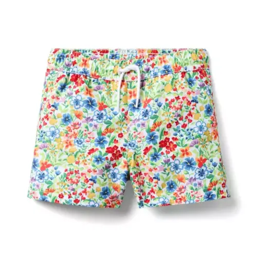 Boy Jet Ivory Ditsy Floral Recycled Ditsy Floral Swim Trunk by Janie and Jack