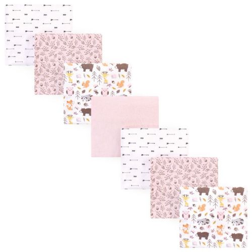 Hudson Baby Infant Girl Cotton Flannel Receiving Blankets Bundle, Girl Pinecone, One Size