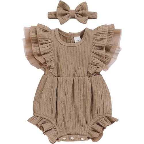 TITKKOP Ruffle Bubble Romper for Baby Girl | One-Piece Shorts Jumpsuit | Summer Outfit & Dress for Infants 0-18M