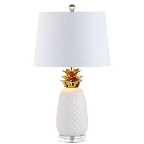 JONATHAN Y 23" Ceramic Pineapple Table Lamp (Includes LED Light Bulb), Color: White