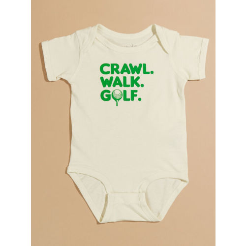 Crawl Walk Golf Cream Graphic Bodysuit | Tullabee