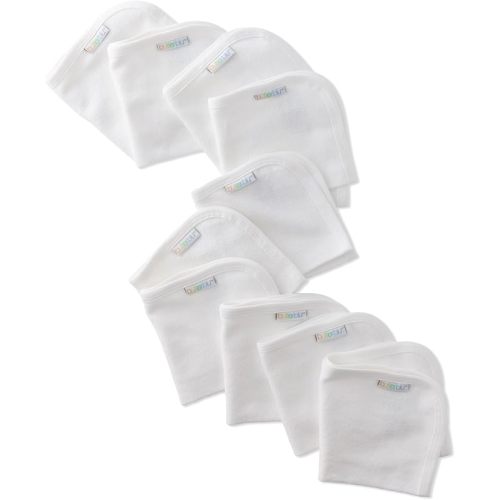 River 10-Pack Baby Terry Washcloths 100% Organic Cotton Absorbent for Baby and Toddler Boys & Girls, White, One Size