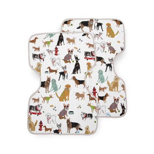 Little Unicorn Ultra-Absorbent Premium Burp Cloth 2 Pack | Soft on Baby's Skin | Larger Size | Ergonomic Design | Set of 2 (Woof)