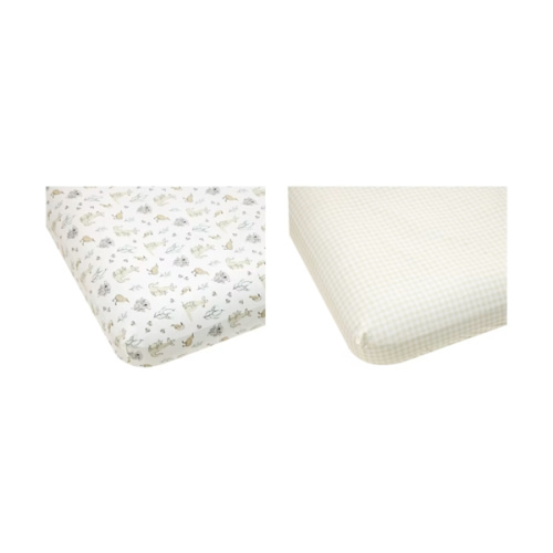 2 Pack Organic Cotton Fitted Cot Sheets - Australiana and Gingham