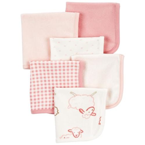 Carter's 6-Pack Washcloths (Pink/Ivory)