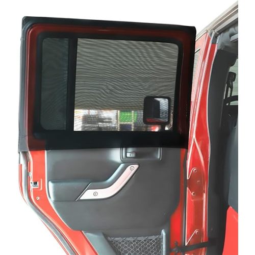 Savadicar Rear Window Sun Shades, Breathable Mesh Side Window Sunshade, Stretchy Sun Screen Net Compatible with 1997-2024 Jeep Wrangler TJ JK JL & Gladiator JT, Anti-UV for Baby/Pets/Camping, Pair