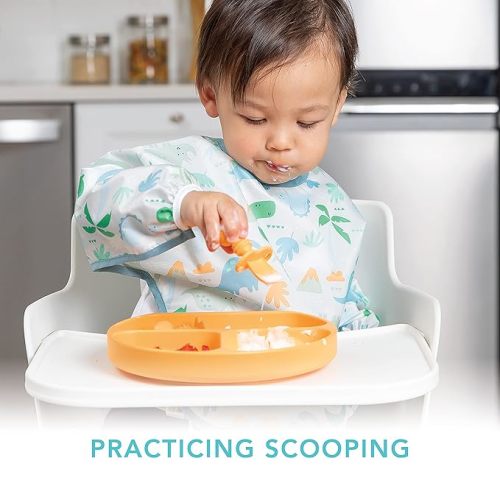 Bumkins Disney Baby Utensils Set, Chewtensils Silicone Spoons for Dipping, Self-Feeding, Baby Led Weaning, Trainer Learning First Stage Stage Eating, Fork and Spoon, Babies 6 Months, Winnie the Pooh - D4 Winnie the Pooh-SFI