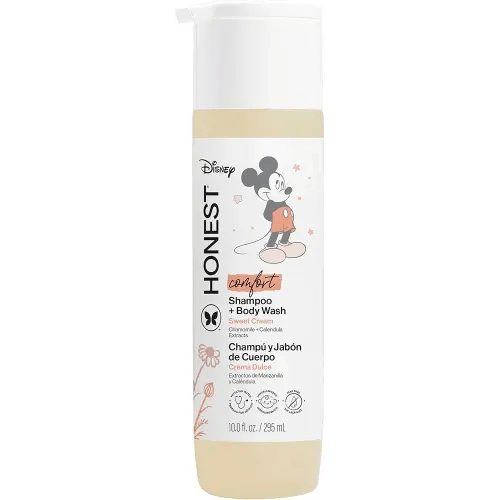 The Honest Company 2-in-1 Cleansing Shampoo Body Wash I Gentle Enough for Baby Dermatologist Tested Tear-free Hypoallergenic Disney’s Mickey Mouse Comfort Sweet Cream 10 fl oz