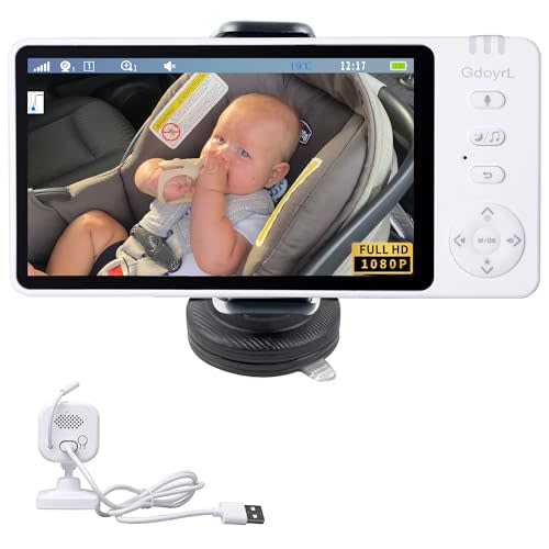 GdoyrL Baby Car Camera Backseat Wireless Baby Monitor with Camera (Max. Range 1000FT) Multifunctional HD Night Vision Wide View 5'' 1080P IPS Display USB Plug&Play Car Seat Camera for Baby Rear Facing