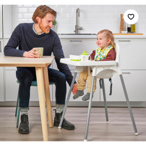 ANTILOP High chair with tray, white/silver color -IKEA