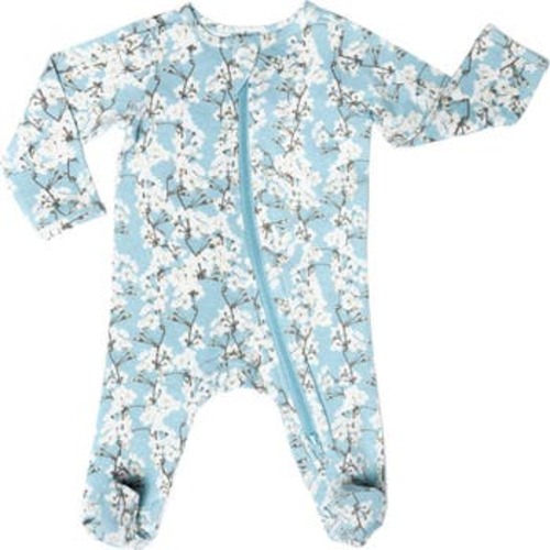 Organic Cotton Zip Footie in Cherry Blossoms, 0-3M