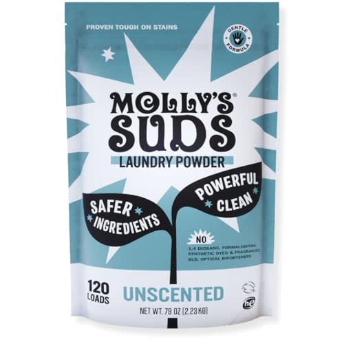 Molly's Suds Original Laundry Detergent Powder | Clean Laundry Detergent Powder for Sensitive Skin | Simple, Effective Ingredients, Stain Fighting | 120 Loads (Unscented)