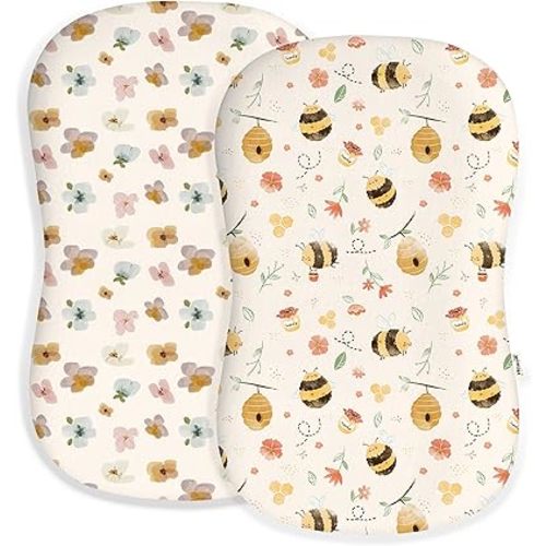 Baby Lounger Cover for Boys and Girls, Soft Breathable Polyester Cover, Fits Most Lounger Pillows, Cute Patterns, Durable and Machine Washable (04-Bee, Envelope)