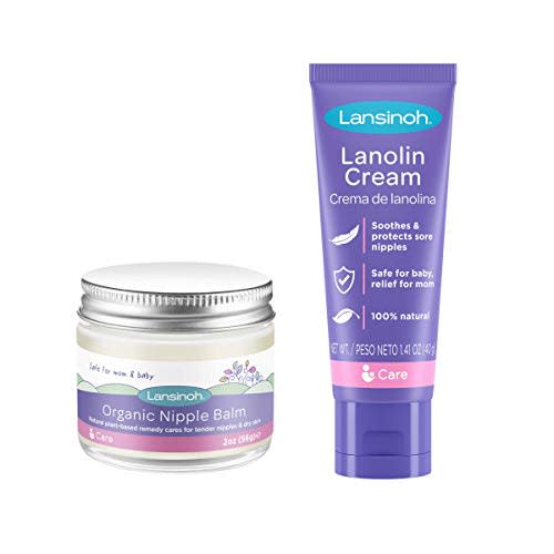 Lansinoh Lanolin Nipple Cream and Organic Nipple Balm for Breastfeeding Bundle, 1 Count of Each, 3.41 Ounce