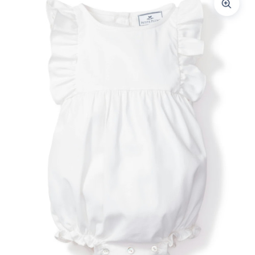 Baby's Twill Ruffled Romper in White