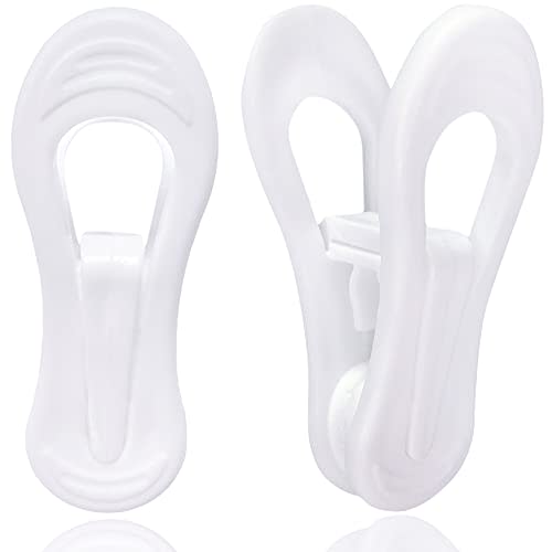 TOFIIGREM White Hanger Clips 60 Pack, Multi-Purpose Plastic Hangers Clips Perfect for Plastic Velvet Hangers, Clothes Pins Finger Clip for Skirt Pants