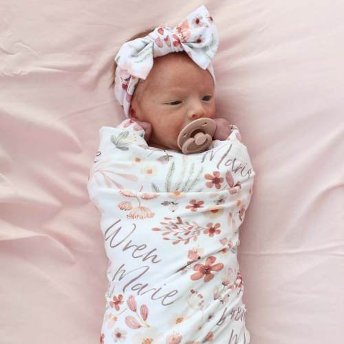 Wren's Wildflower Personalized Swaddle Blanket