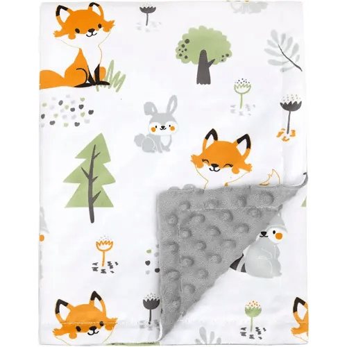 Baby Blanket for Boys and Girls Super Soft Minky with Double Layer Dotted Backing for Kids Women Traveling Bed Sofa Colorful Woodland and Animals Printed 50 x 60 Inch (125x150cm)
