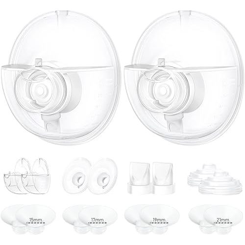 Two Full Sets 24mm Collector Cup and 15/17/19/21mm 8pcs Flange Inserts Only Compatible with Momcozy M5 Breast Pump Replacement Accessories,Full M5 Breastpump Parts with 24mm Flange, Not for Others